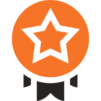 Star medal icon with orange background