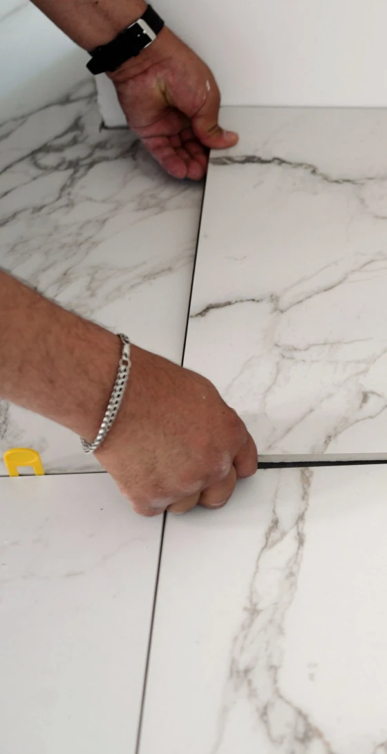 Installing marble tiles on floor