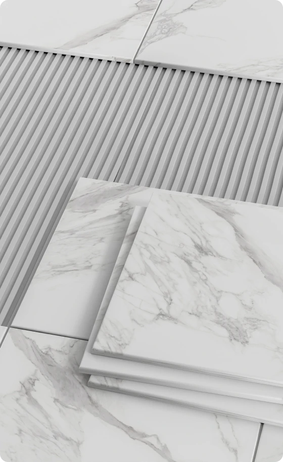 White marble tiles arrangement