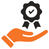 Certificate symbol above a hand